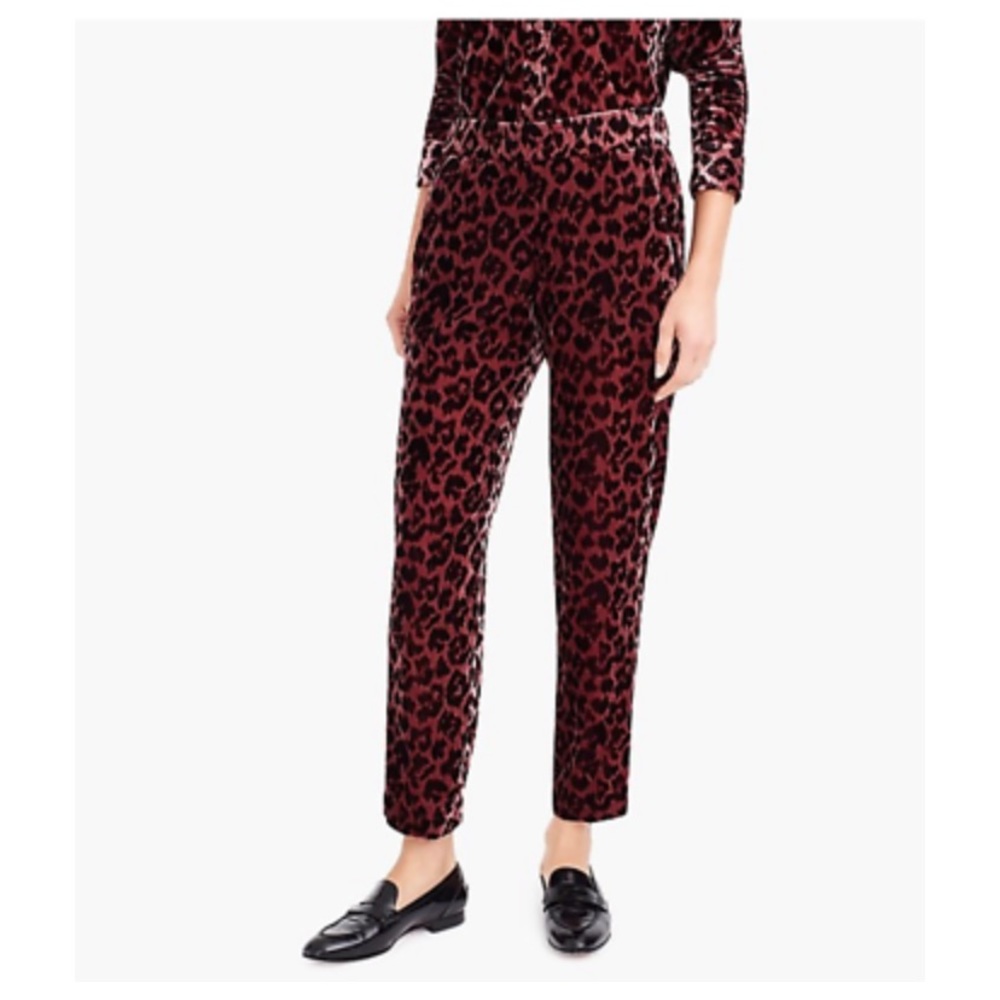 J. Crew Rose leopard velvet pants 🌹 🐆